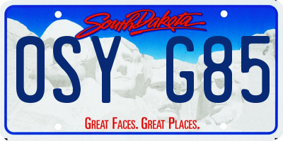 SD license plate 0SYG85