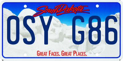 SD license plate 0SYG86