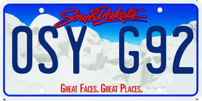 SD license plate 0SYG92