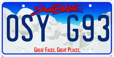 SD license plate 0SYG93