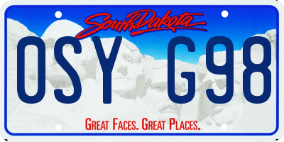 SD license plate 0SYG98
