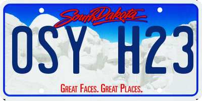 SD license plate 0SYH23