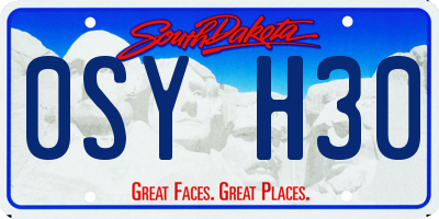 SD license plate 0SYH30