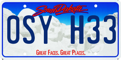 SD license plate 0SYH33