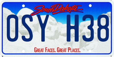 SD license plate 0SYH38