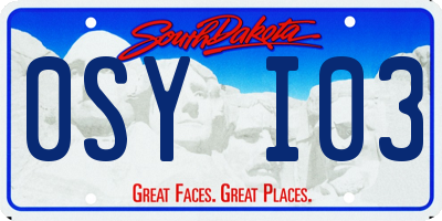 SD license plate 0SYI03
