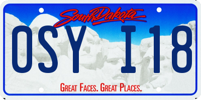 SD license plate 0SYI18