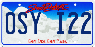 SD license plate 0SYI22