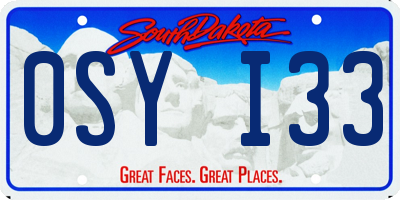SD license plate 0SYI33