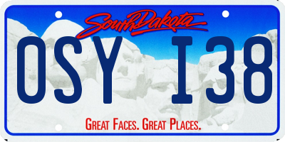 SD license plate 0SYI38