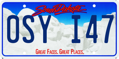SD license plate 0SYI47