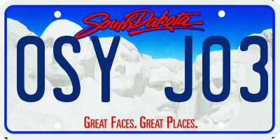 SD license plate 0SYJ03