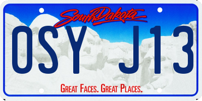SD license plate 0SYJ13