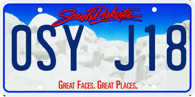 SD license plate 0SYJ18