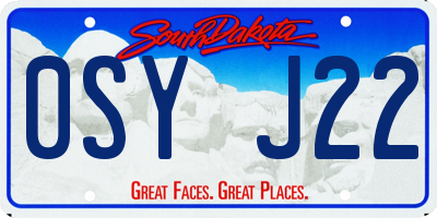 SD license plate 0SYJ22