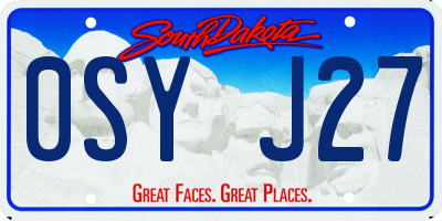 SD license plate 0SYJ27