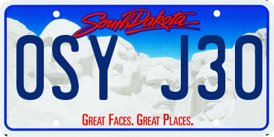 SD license plate 0SYJ30