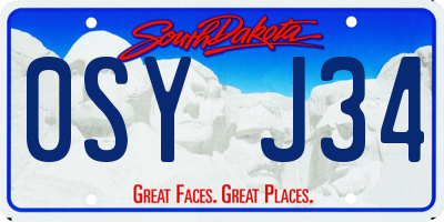 SD license plate 0SYJ34