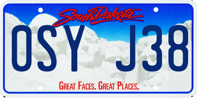 SD license plate 0SYJ38