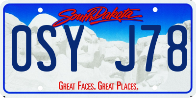 SD license plate 0SYJ78
