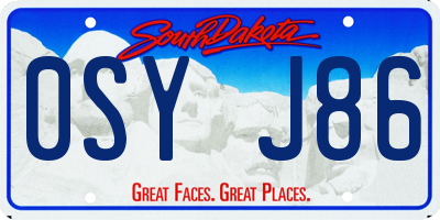 SD license plate 0SYJ86