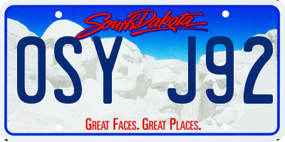 SD license plate 0SYJ92