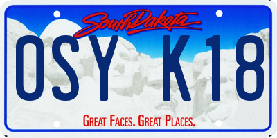 SD license plate 0SYK18