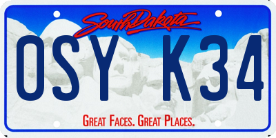 SD license plate 0SYK34
