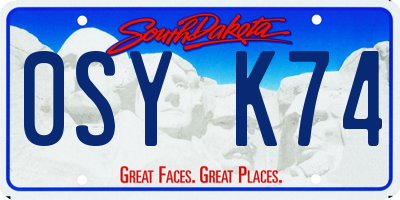 SD license plate 0SYK74