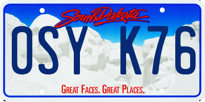 SD license plate 0SYK76