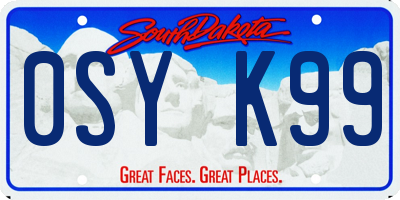 SD license plate 0SYK99