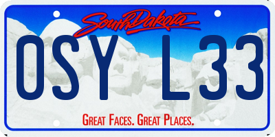 SD license plate 0SYL33