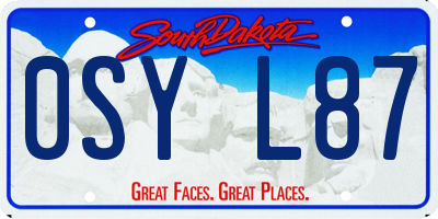 SD license plate 0SYL87