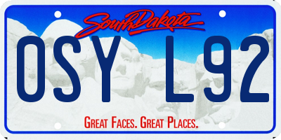 SD license plate 0SYL92