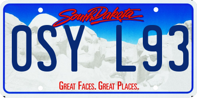 SD license plate 0SYL93