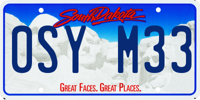 SD license plate 0SYM33