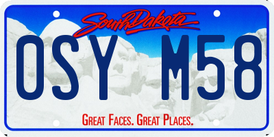 SD license plate 0SYM58