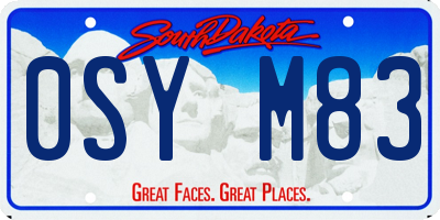 SD license plate 0SYM83