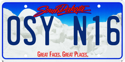 SD license plate 0SYN16