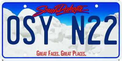 SD license plate 0SYN22