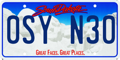 SD license plate 0SYN30