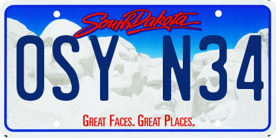 SD license plate 0SYN34