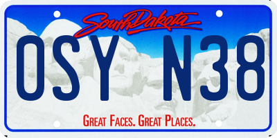 SD license plate 0SYN38