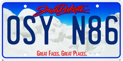 SD license plate 0SYN86