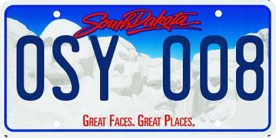 SD license plate 0SYO08