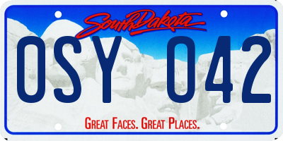 SD license plate 0SYO42