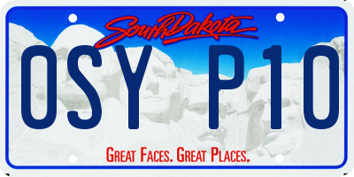SD license plate 0SYP10