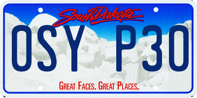 SD license plate 0SYP30