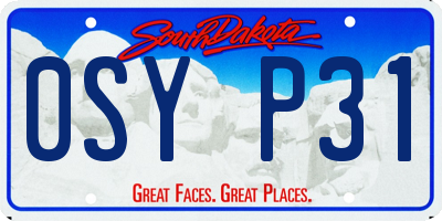 SD license plate 0SYP31