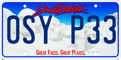 SD license plate 0SYP33